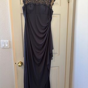 Elegant Lace Trimmed Evening Gown